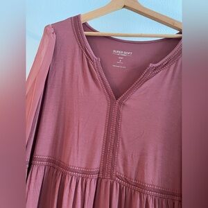 Torrid Dusty Rose V‑Neck Peasant Blouse